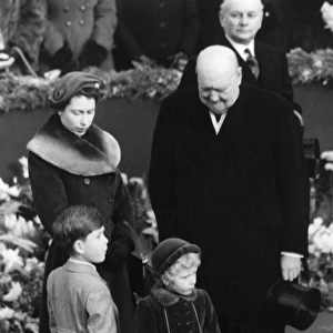 Royal family and Winston Churchill at Waterloo Station