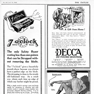 Safety razor advert, Decca ad, An-on underwear ad