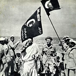 Said Al Idris Senussi of Libya returns to Ajdabiya, WW2