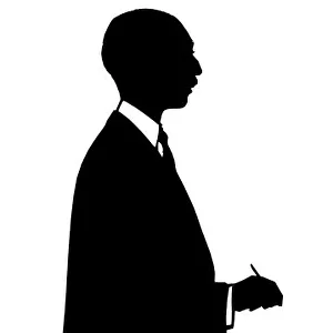 Silhouette of an artist with palette and brushes