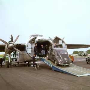 Silver City plane at Lydd, Kent, for Channel crossing