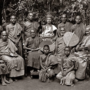 Sinhalese Buddhist Priests, Ceylon, Sri Lanka, circa 1880s