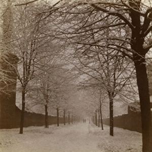 Snow scene in Longfield Avenue, Ealing, West London