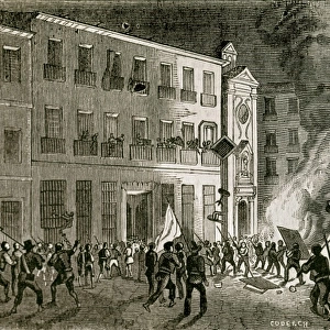 Spain. Revolution of 1854 (Madrid, July). Burning