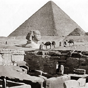 Sphinx and Great Pyramid of Giza, Egypt, circa 1880s