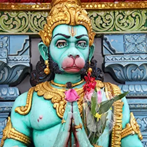 Statue of the Hindu Monkey God Hanuman, Sri Krishna Bagawan Temple in Singapore