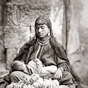 Street vendor and baby, Egypt, circa 1880s