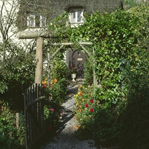 Thatched cottage and garden, Selworthy, Somerset