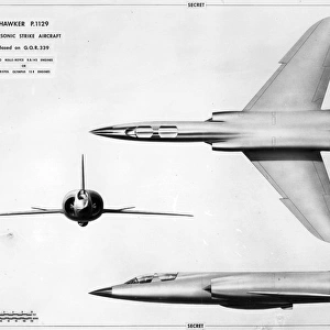 Three-view drawing of the Hawker P1129 project