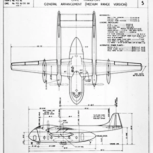 Three-view drawing of the Short PD16 (Medium range version)