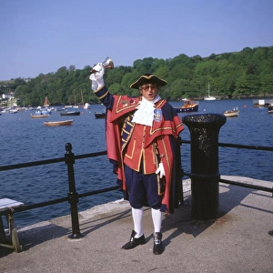 Town crier in action, Fowey, Cornwall