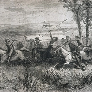 United States (19th c. ). Indian people attack in