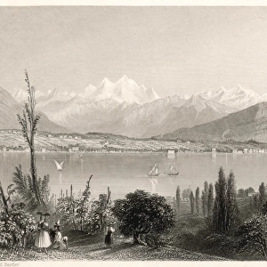 View of Lake Geneva at Coligny, France