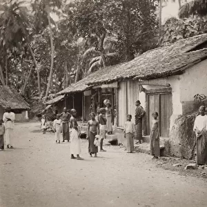 Village street scene, Ceylon, now Sri Lanka
