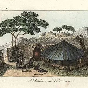 Village of the Tswana or Batswana (Bechuana), South Africa