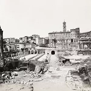 Vintage late 19th century photograph - ancient Roman ruins in the Forum in Rome, Italy