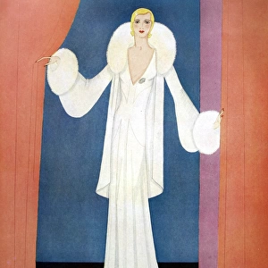 White crepe evening frock, by Gordon Conway