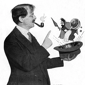 William Heath Robinson with a character created by him