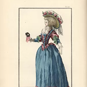 Woman in a ball gown with mask, 1788