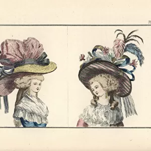 Woman in huge hats from the court of Marie Antoinette