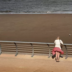 A woman on the north promenade at Blackpool