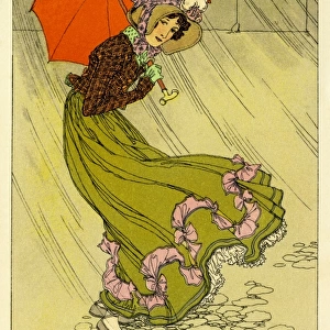 Woman with red umbrella