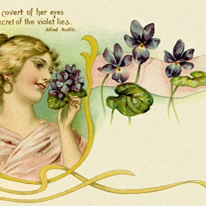 Woman with violets