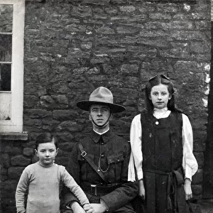 WW1 - Canadian Mountie with his two children
