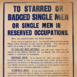 WW1 recruitment poster, Attest Now