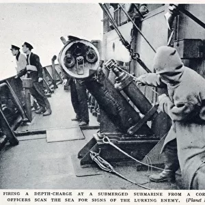 WW2 - Firing a depth charge at a u-boat from a corvette