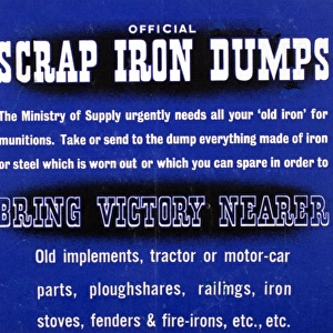 WW2 poster, Official scrap iron dumps