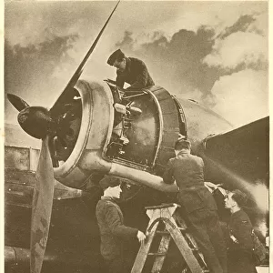 WW2 - R. A. F. Ground Crew Engine Tuning