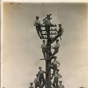 WW2 Royal Engineers up Telegraph Pole