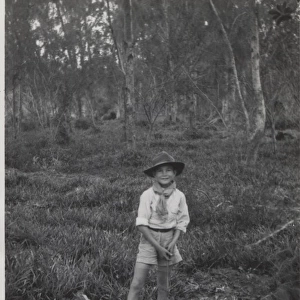 Young boy scout on outdoor activity, Mauritius