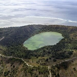 Aerial view of small volcano, Mayotte, Comoros Islands