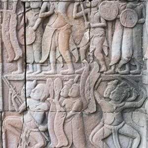 Cambodia - Bas-relief in the Bayon, a temple in