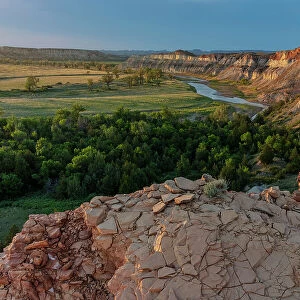 Red Cliffs above the Little Missouri River in the Little Missouri National Grasslands, North Dakota, USA Date: 10-06-2021