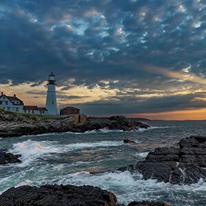 Sunrise at Portland Head Lighthouse in Portland, Maine, USA Date: 19-06-2021