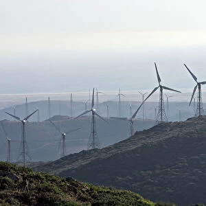 Windmills / Turbines at wind farm near Tarifa - Spain