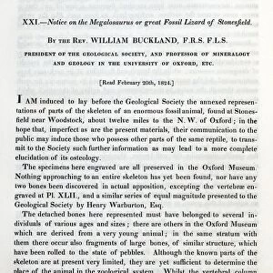 1824 Bucklands Megalosaurus first paper