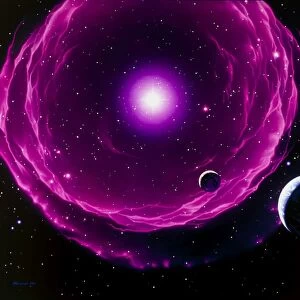 Artwork of a future Sun ejecting planetary nebula