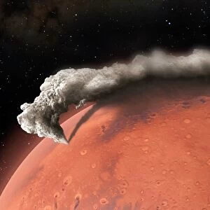Artwork of supervolcano erupting on Mars