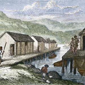 Bronze Age village, 19th century artwork