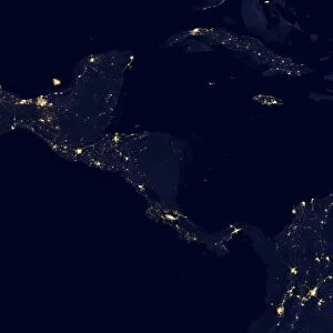 Central America at night, satellite image