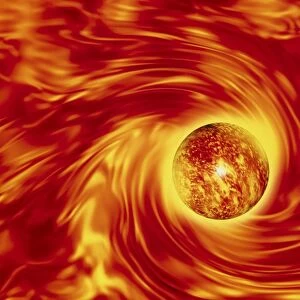 Computer graphic of the Sun, with swirling heat