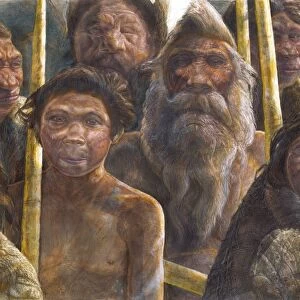 Homo heidelbergensis family, artwork