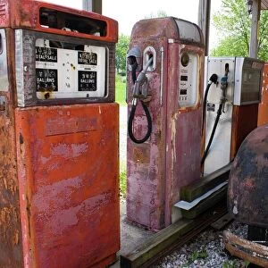 Rusty gas pumps and car