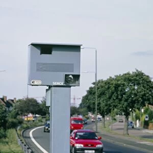 Speed camera by side of dual carriageway