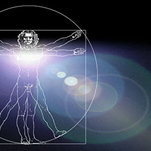 Vitruvian man with flare in chest