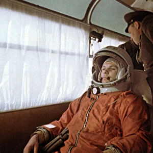 Yuri Gagarin before launch, 1961